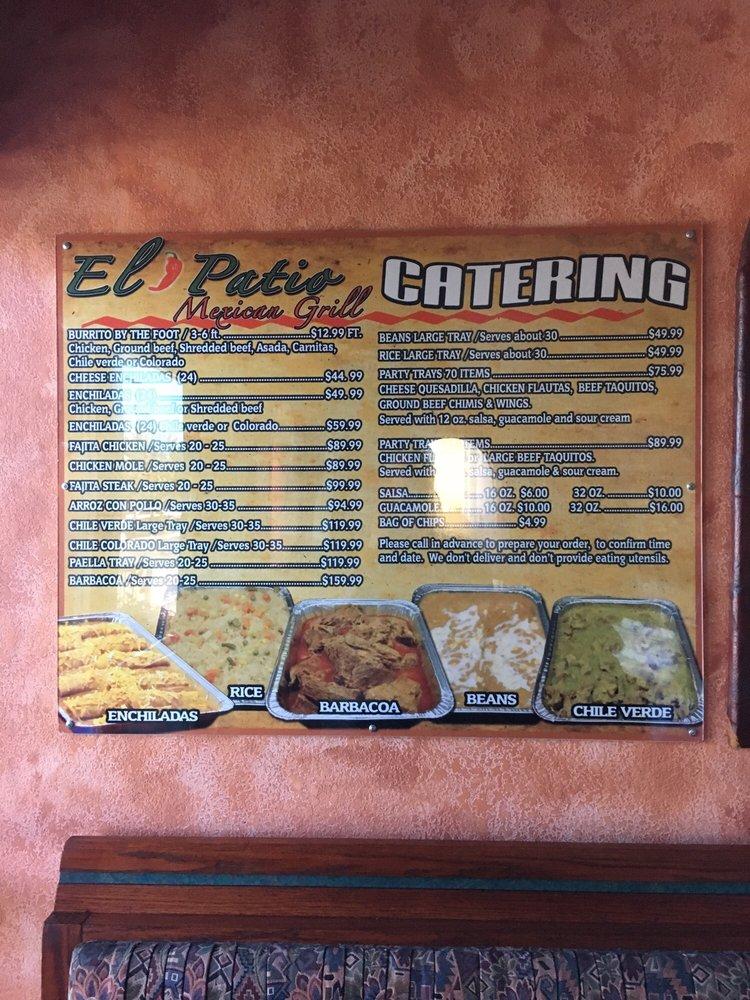 Menu at El Patio Mexican Grill restaurant, Bakersfield, Stockdale Hwy