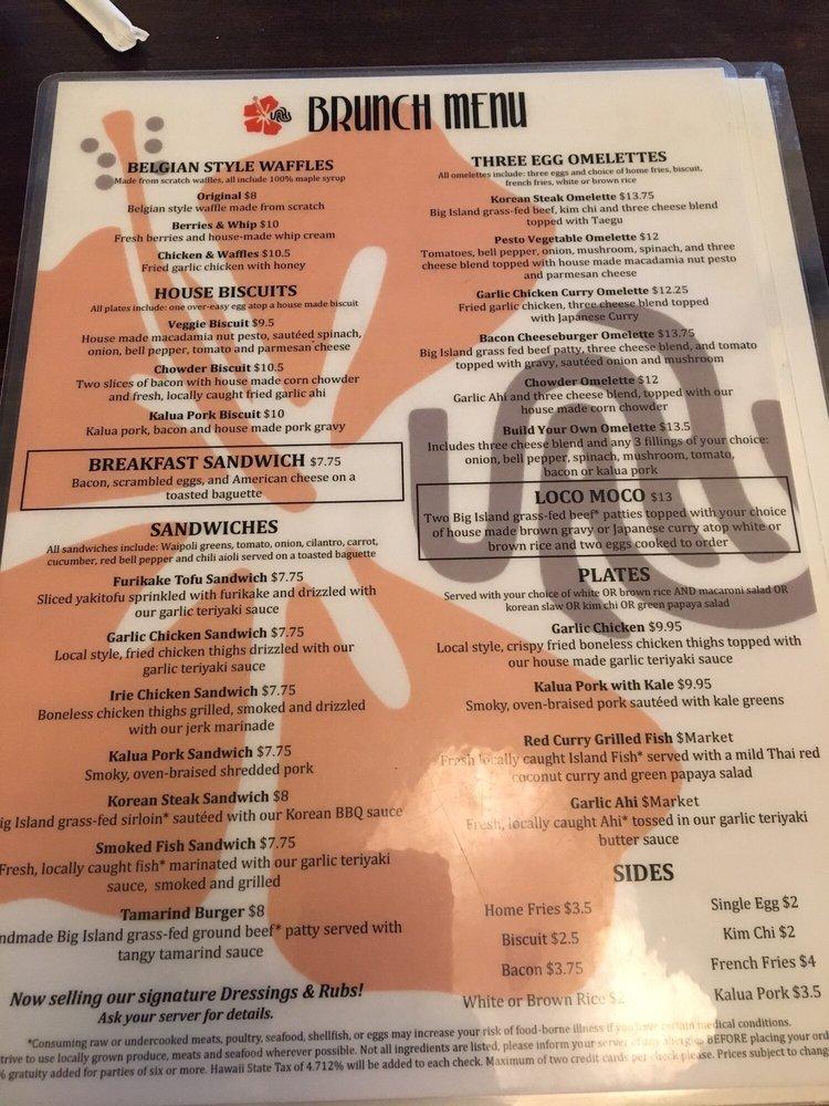 Menu at Uahi Island Grill pub & bar, Kailua, 33 Aulike St