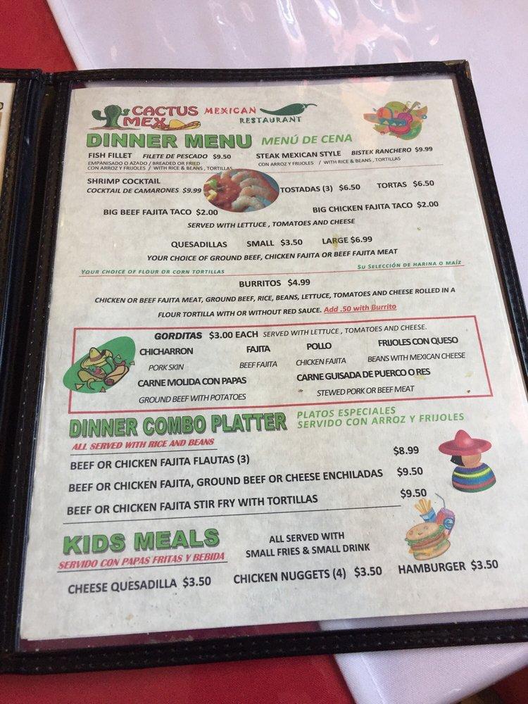 Menu at Cactus Mex Inc restaurant, LaBelle