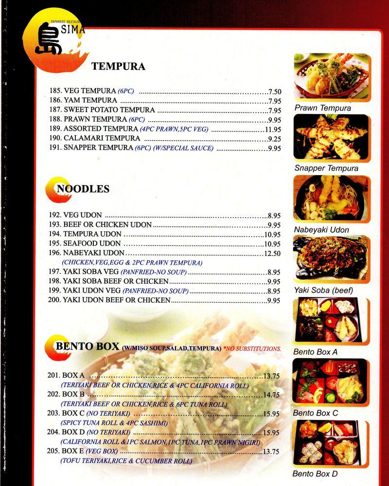 Menu at Sima Sushi (Sechelt) restaurant, Sechelt