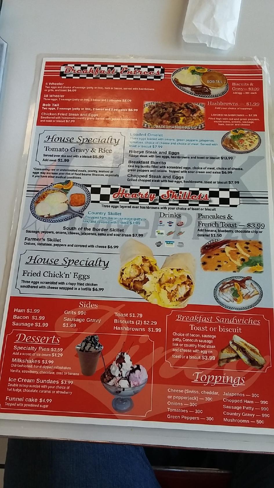 Menu at Creek Travel Plaza restaurant, Atmore