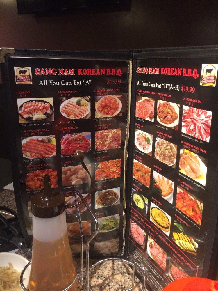 Menu at Gangnam Korean BBQ, Lakewood