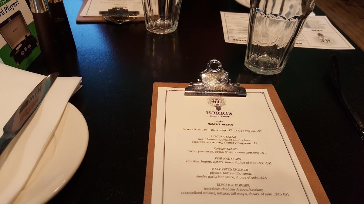 Menu at HARRIS ELECTRIC EATERY restaurant, Saint Marys