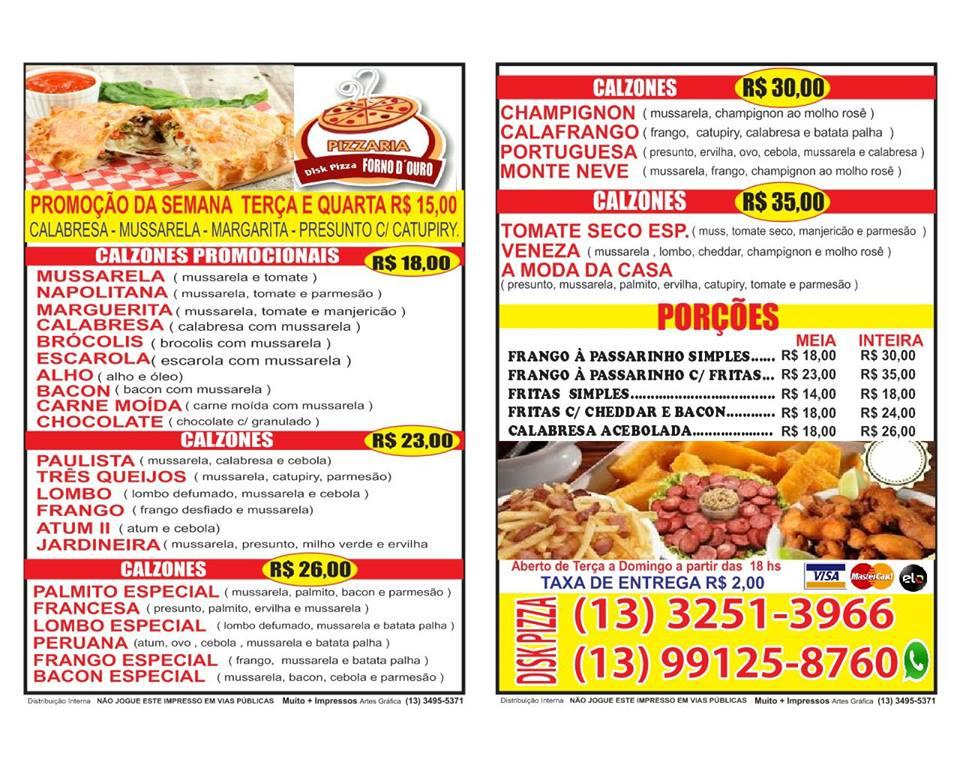 Menu at Disk Pizza Forno D