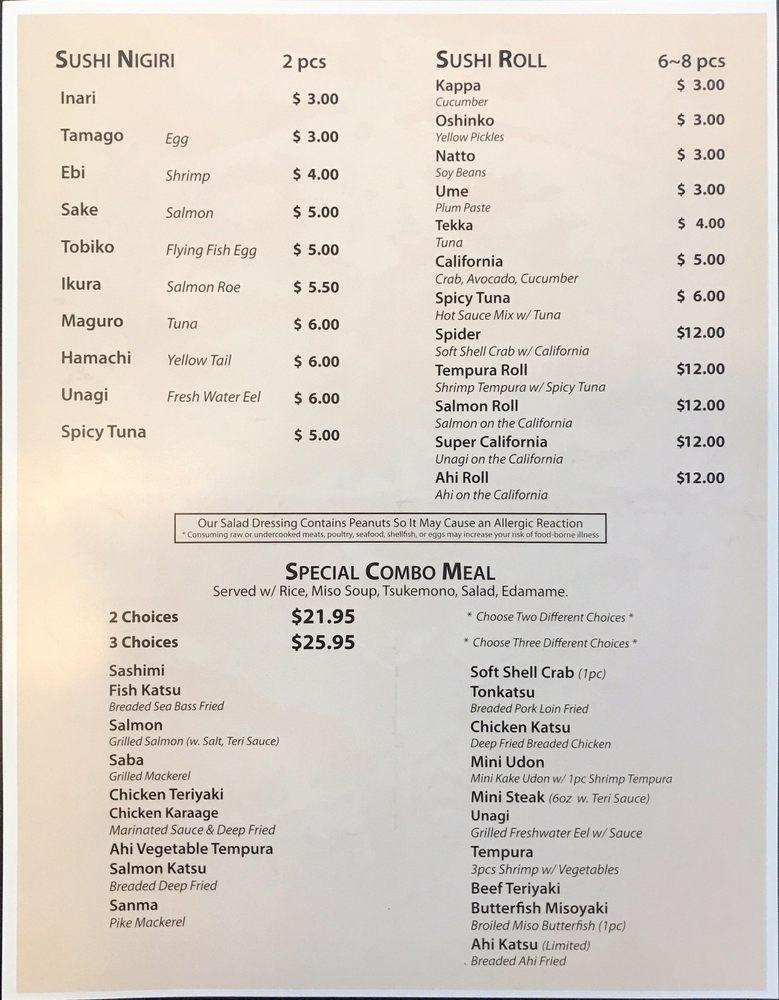 Menu at Restaurant Domo, Kaneohe