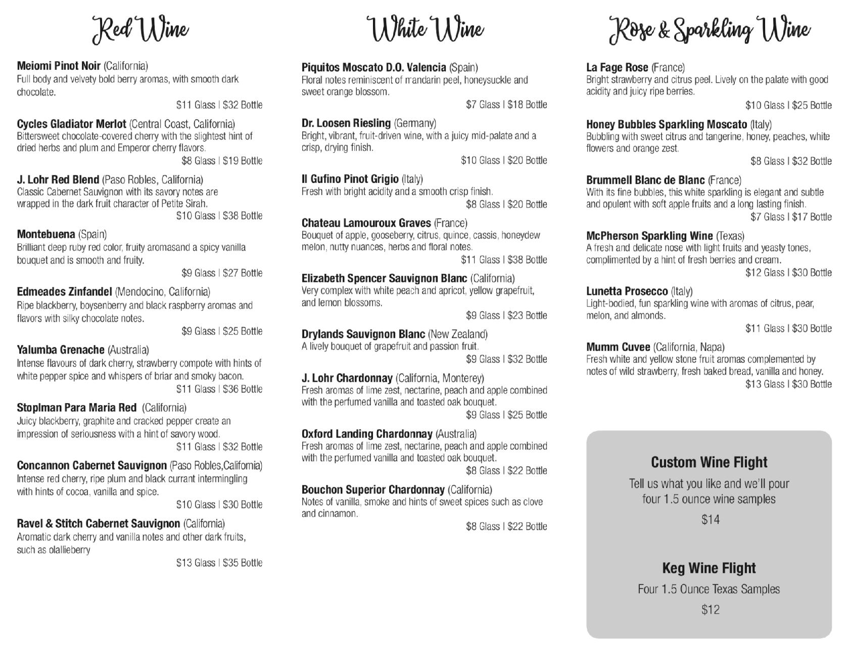 Menu at Richter Tavern pub & bar, Boerne