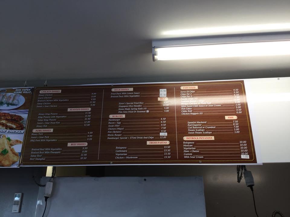 Menu at Sister's Corner Hot Food restaurant, Gracemere
