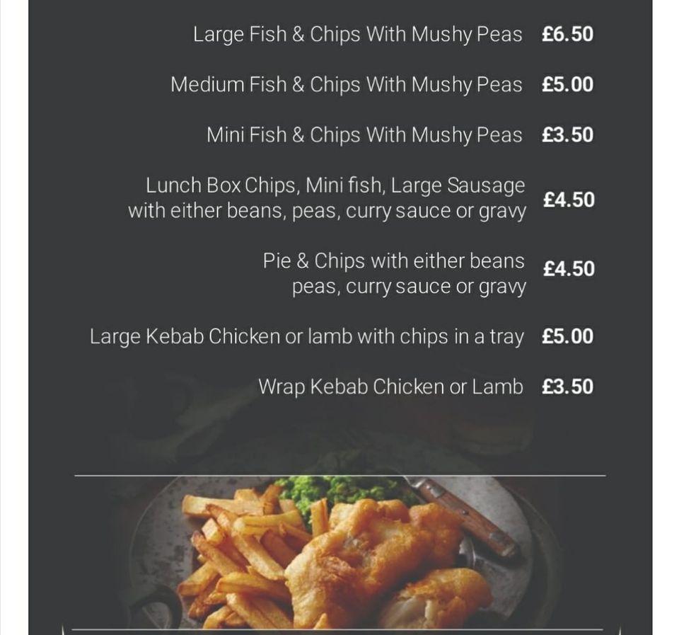 Menu at Grimsbury Fish Bar, Banbury