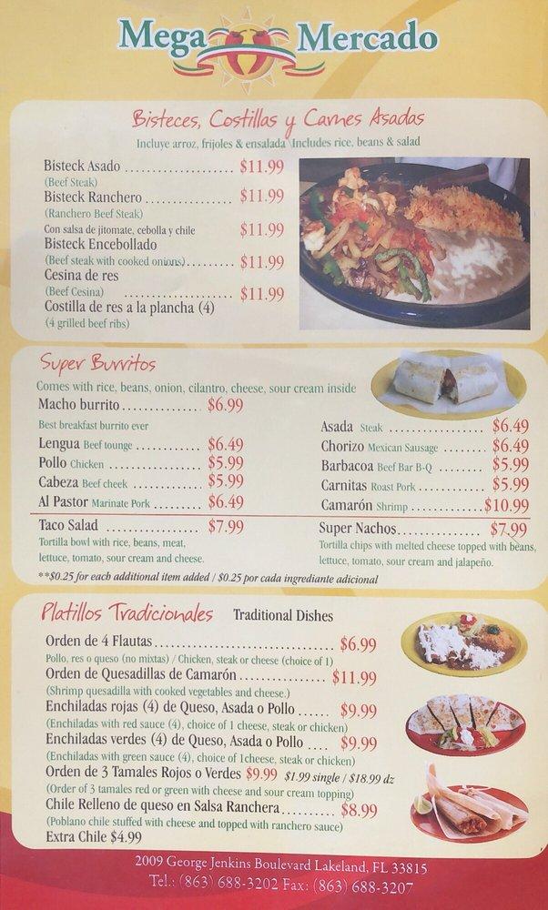 Menu At Mega Mercado Restaurant, Lakeland