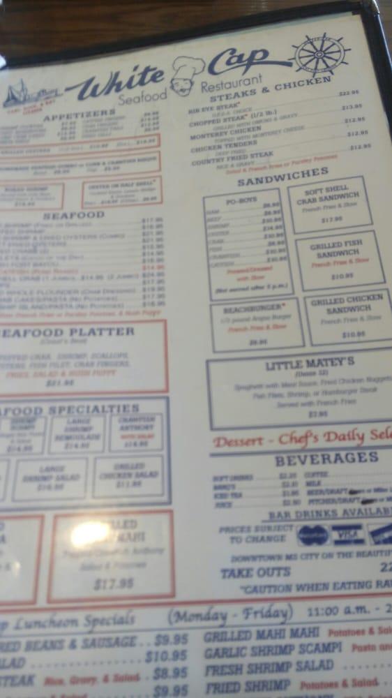 Menu at White Cap Restaurant, Gulfport, 560 Beach Dr
