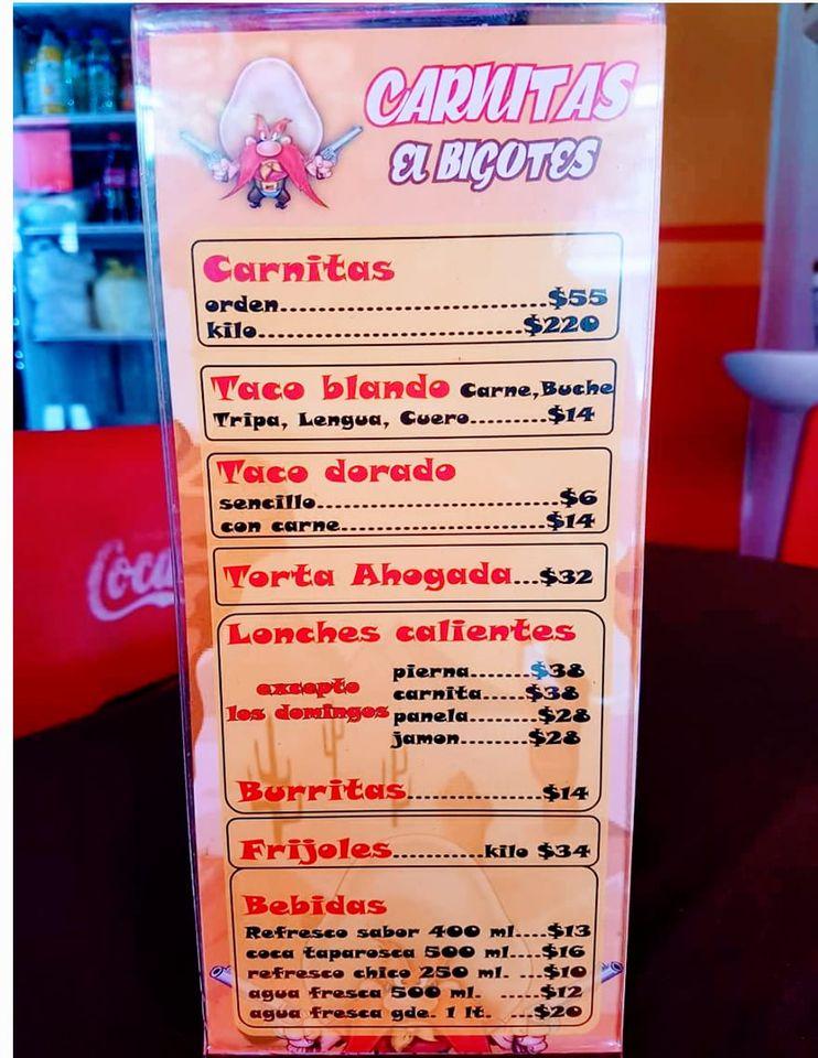 Carta del restaurante Carnitas El Bigotes, Guadalajara