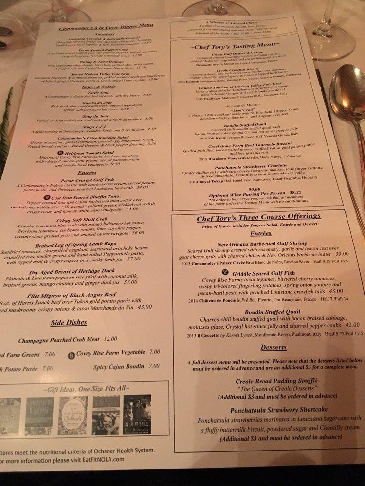 commander's palace new orleans dinner menu