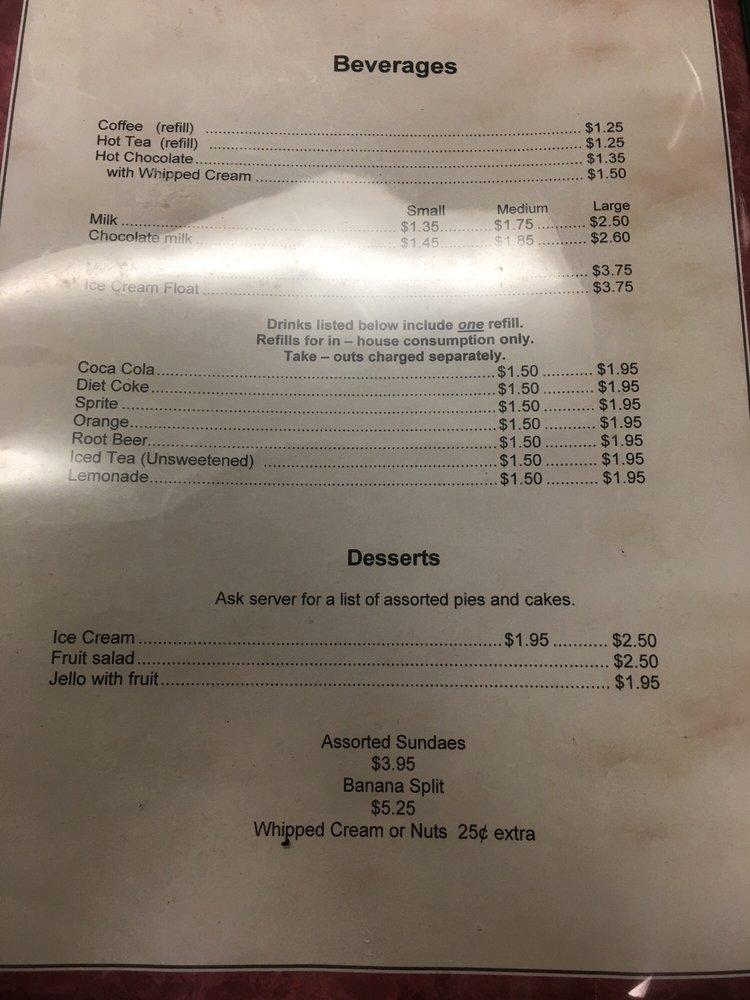 Menu at Schwalm's Cleona Restaurant, Cleona