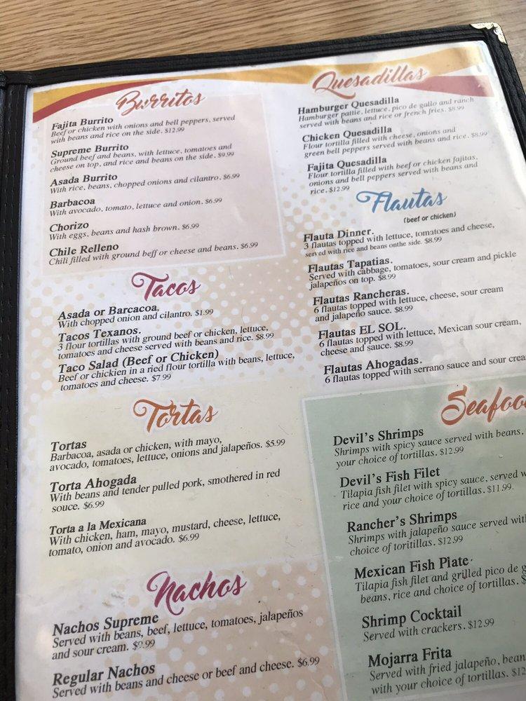Menu at Sol Family Restaurant, Guymon