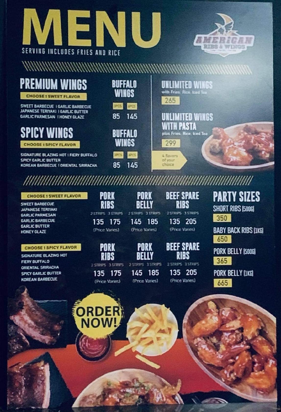 Carta del restaurante American Ribs and Wings House, Tuguegarao