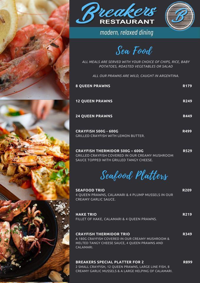 Menu at Breakers Restaurant, Margate