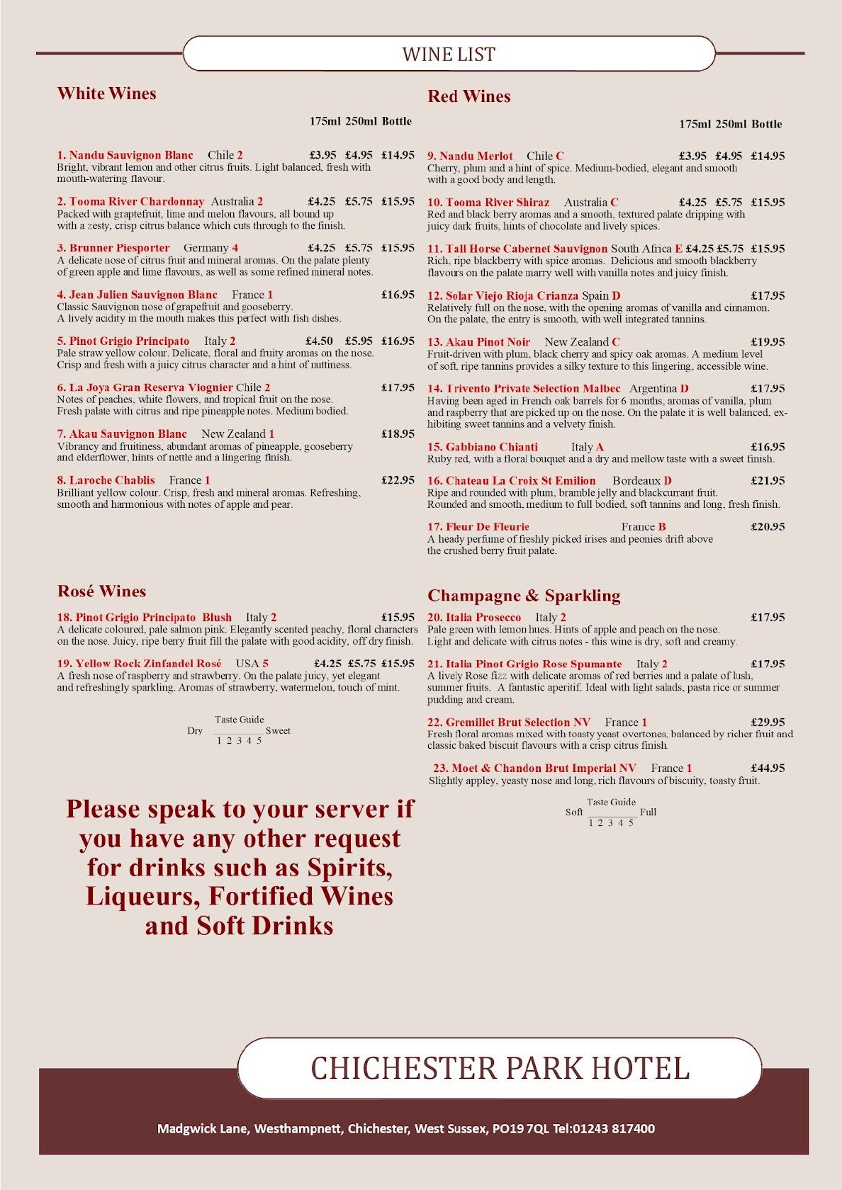 rochestown park hotel restaurant menu