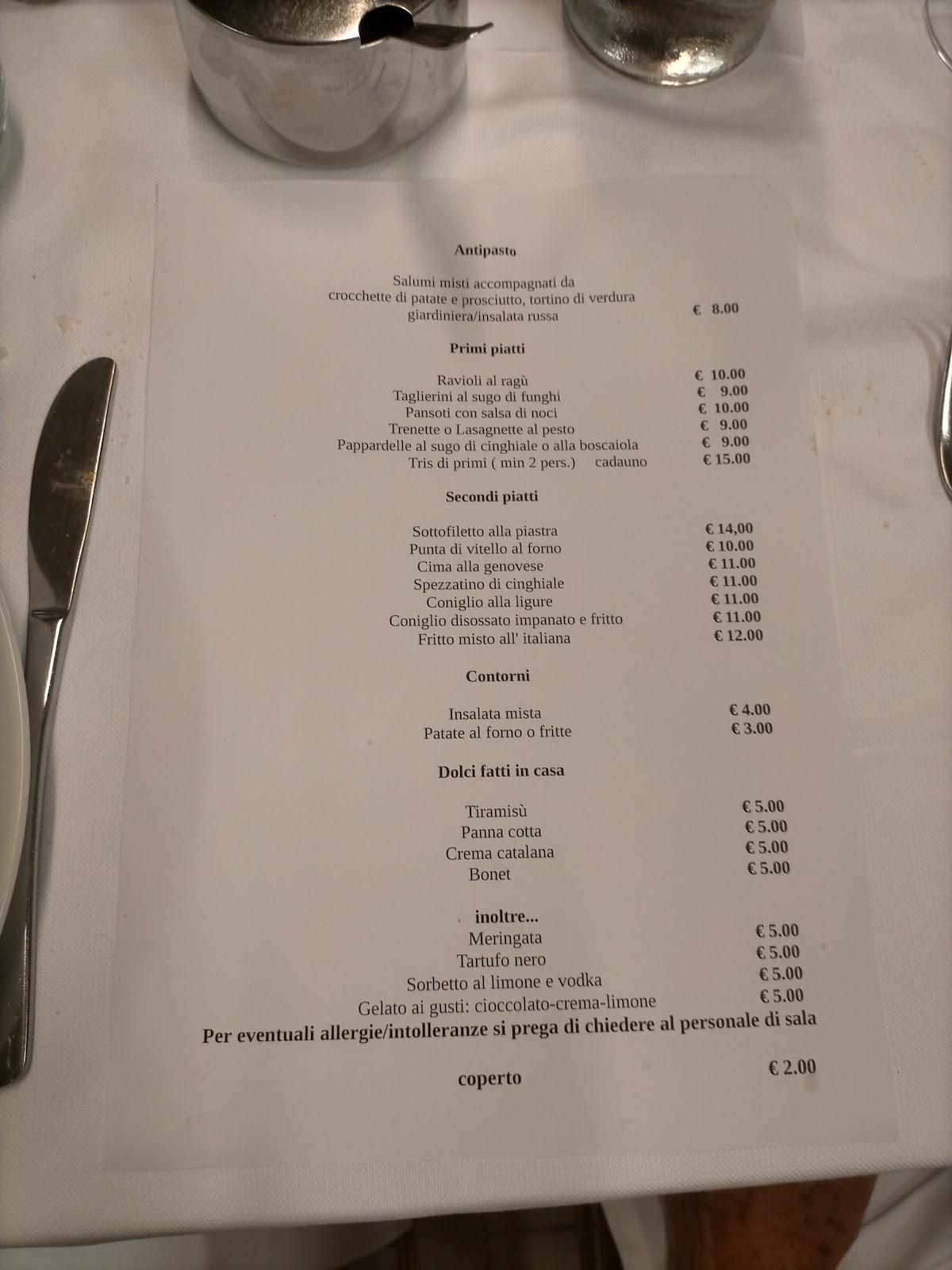 Menu Da Trattoria Beppa Ristorante Carasco Via Antonio Mosto