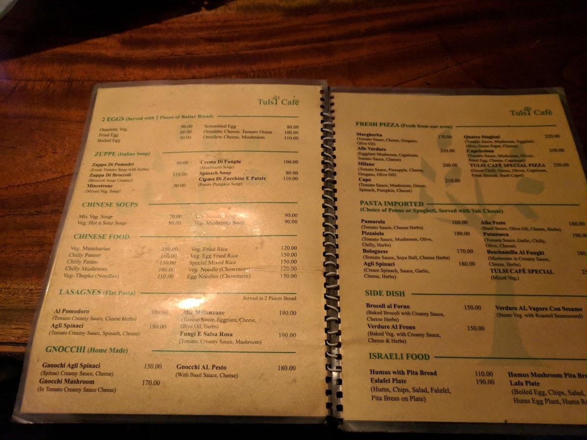 Tulsi Cafe rishikesh menu