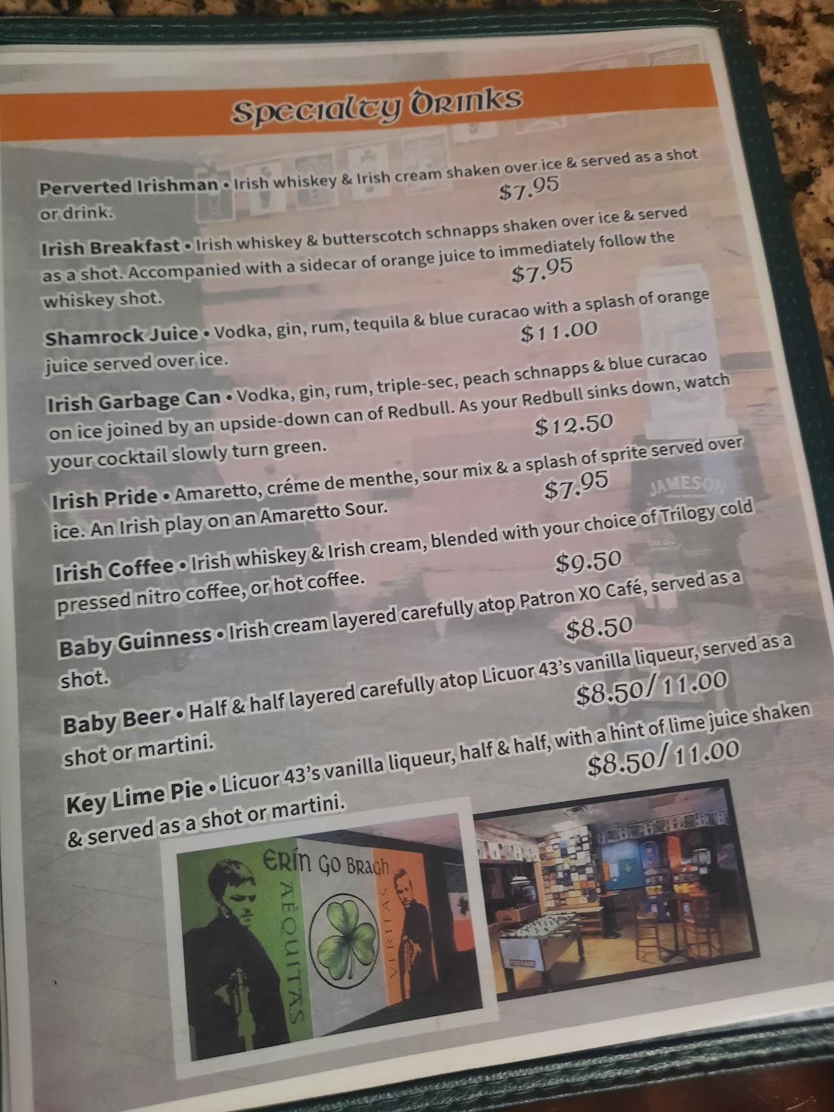 Menu at Fletchers Irish Pub, Ormond Beach