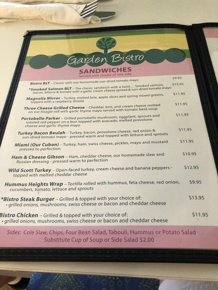 Menu at Garden Bistro restaurant, Lakeland, 702 E Orange St