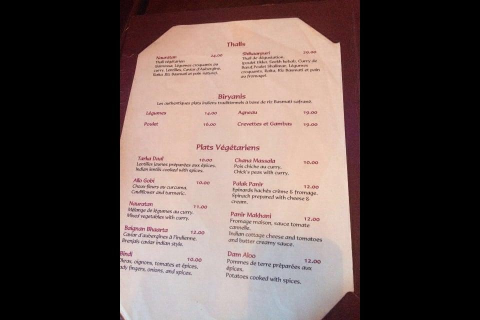 Menu at Karma Lounge restaurant, FerneyVoltaire