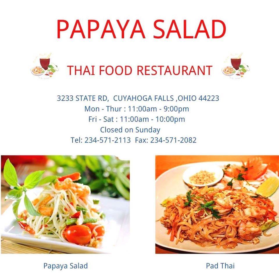Menu at Papaya Salad Thai Food Restaurant, Cuyahoga Falls