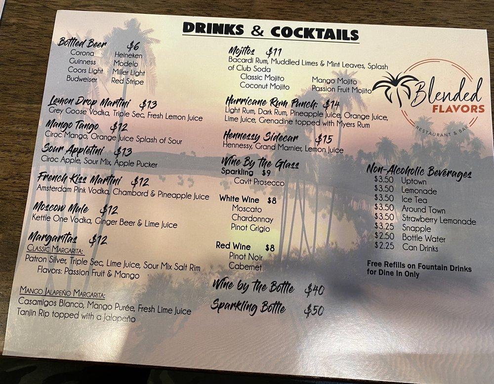 Menu at Blended Flavors Restaurant & Bar, Linden, 628 W St Ave