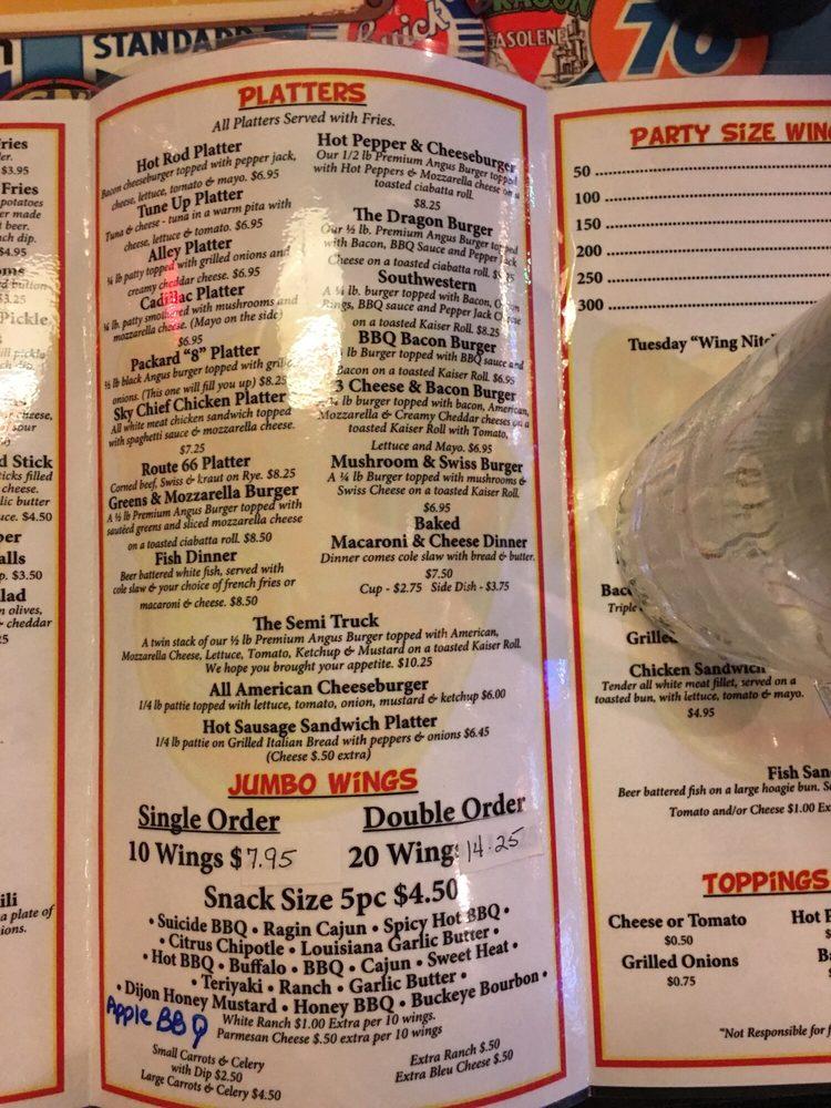 Menu at Gasoline Alley pub & bar, Niles
