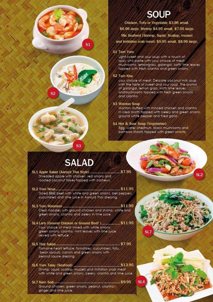 Menu at AAROYD THAI RESTAURANT, Warren