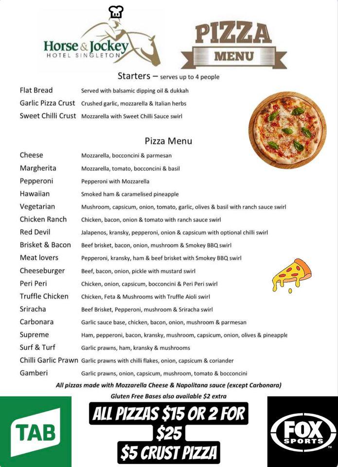 Menu at Horse and Jockey pub & bar, Singleton