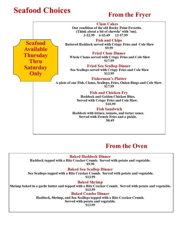 Menu at Alice's Last Stop restaurant, Dighton