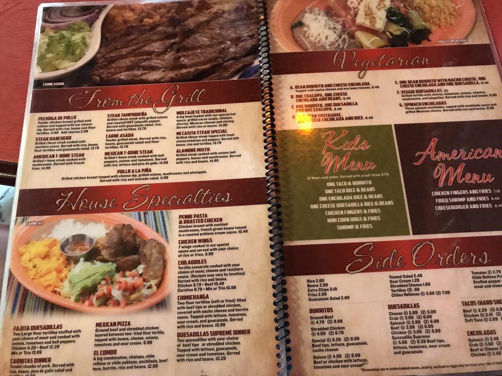 Menu at Mi Casita Mexican Restaurant, Laurinburg