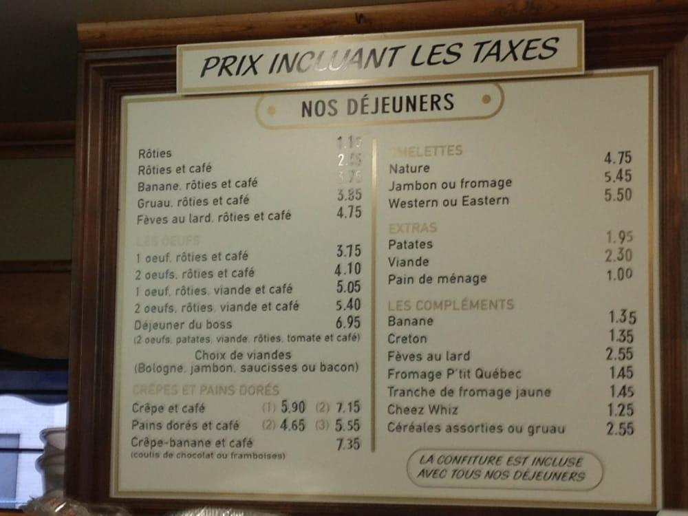 Menu at Restaurant Chez Loulou, Lac-Mégantic