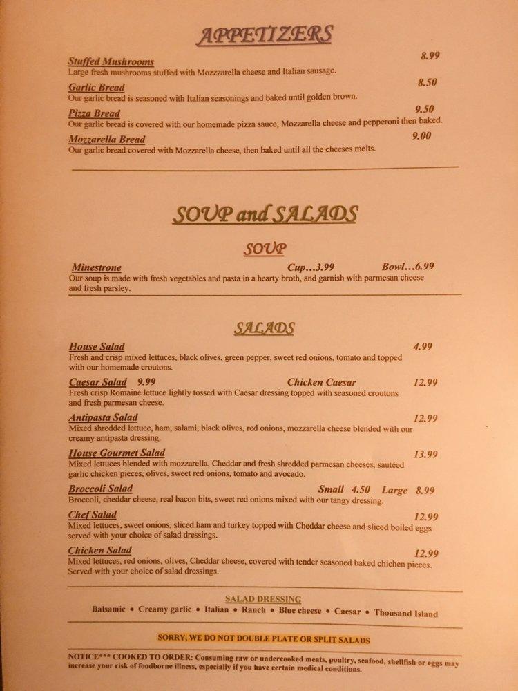Menu at Giovanni's Italian Eatery pizzeria, Shafter
