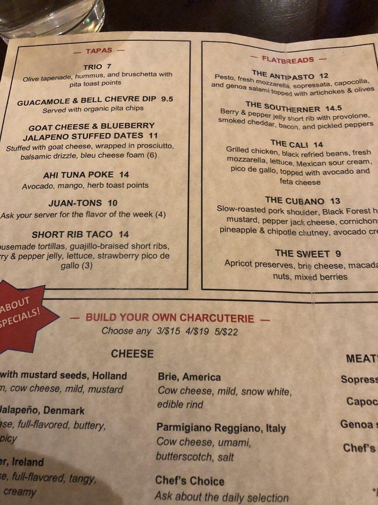 Menu at Church Street Wine Shoppe pub & bar, Huntsville, 501 Church St NW