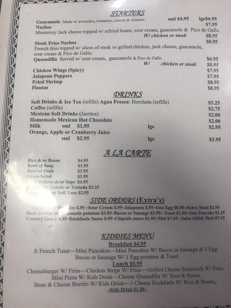 Menu at Tortilla Flats restaurant, Rio Vista