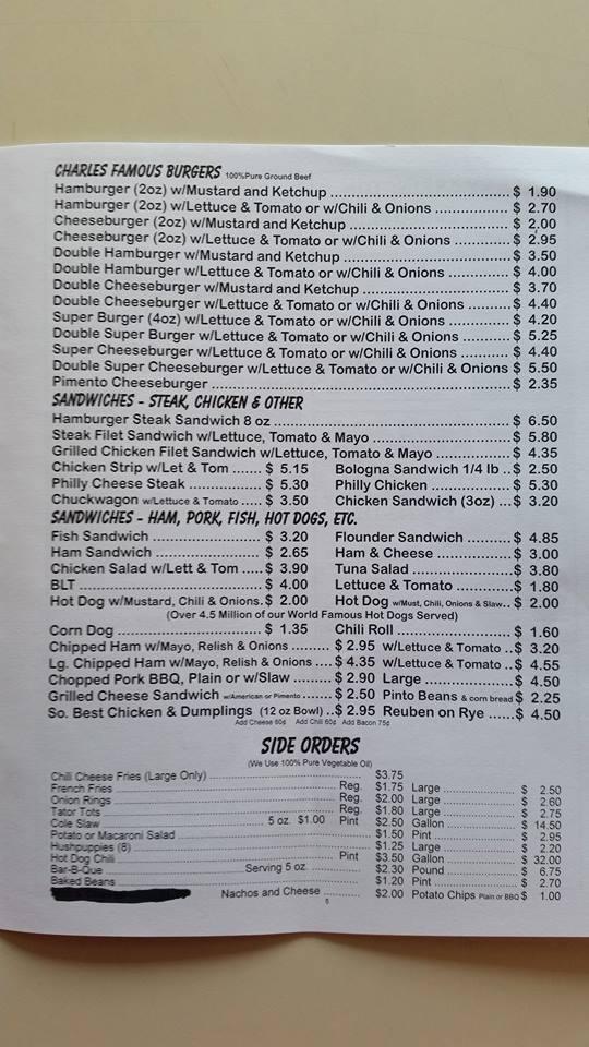 Menu at Ammons' Drive Inn & Dairy Bar, Waynesville