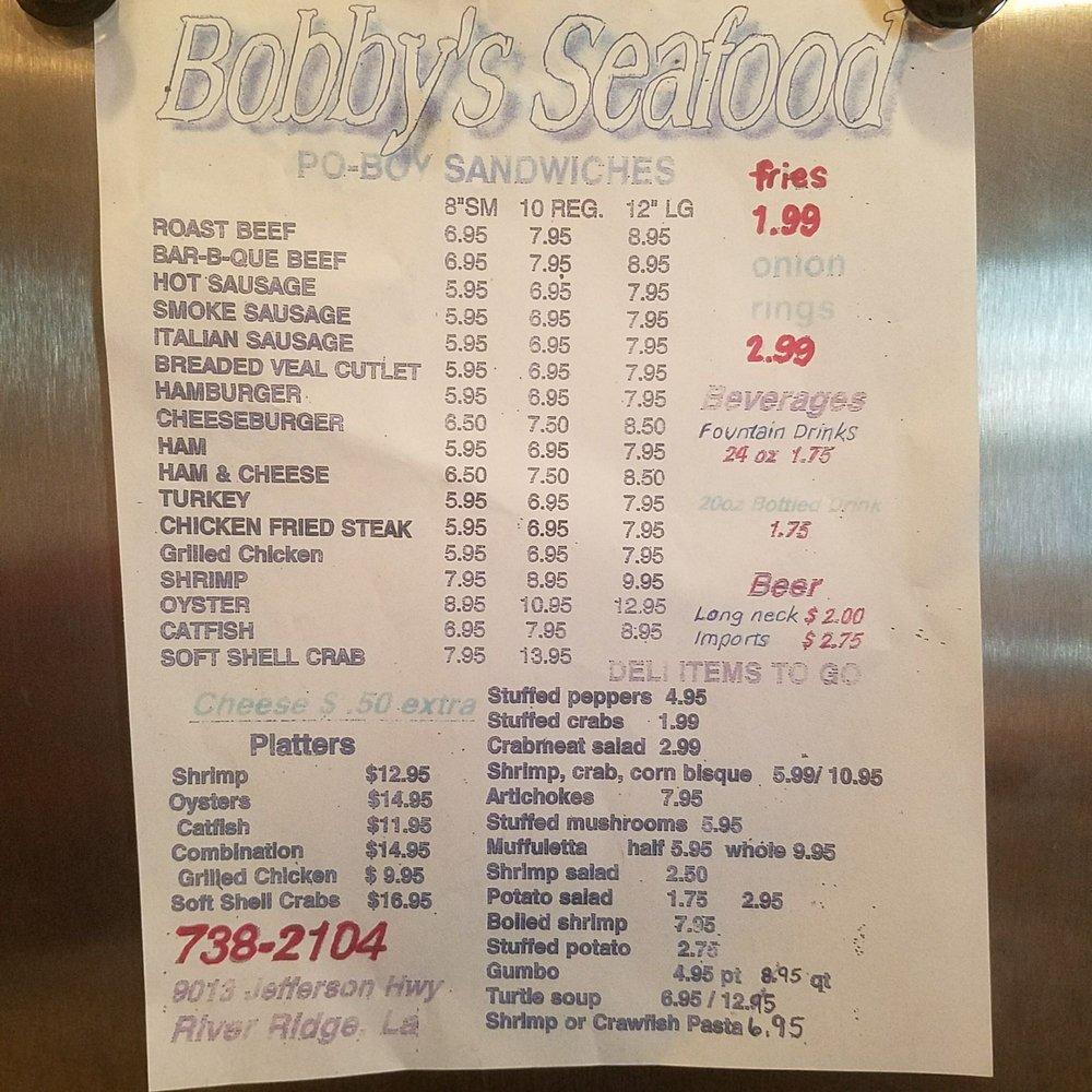 Menu at Bobby's Seafood restaurant, New Orleans