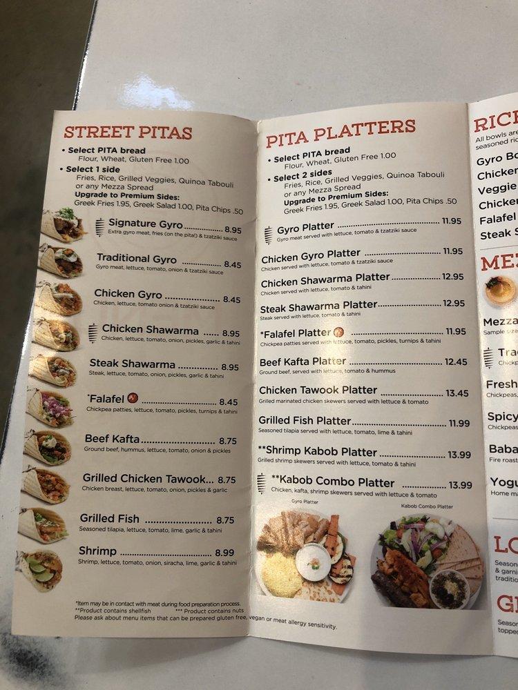 Carta del restaurante PITA Mediterranean Street Food, Montgomery