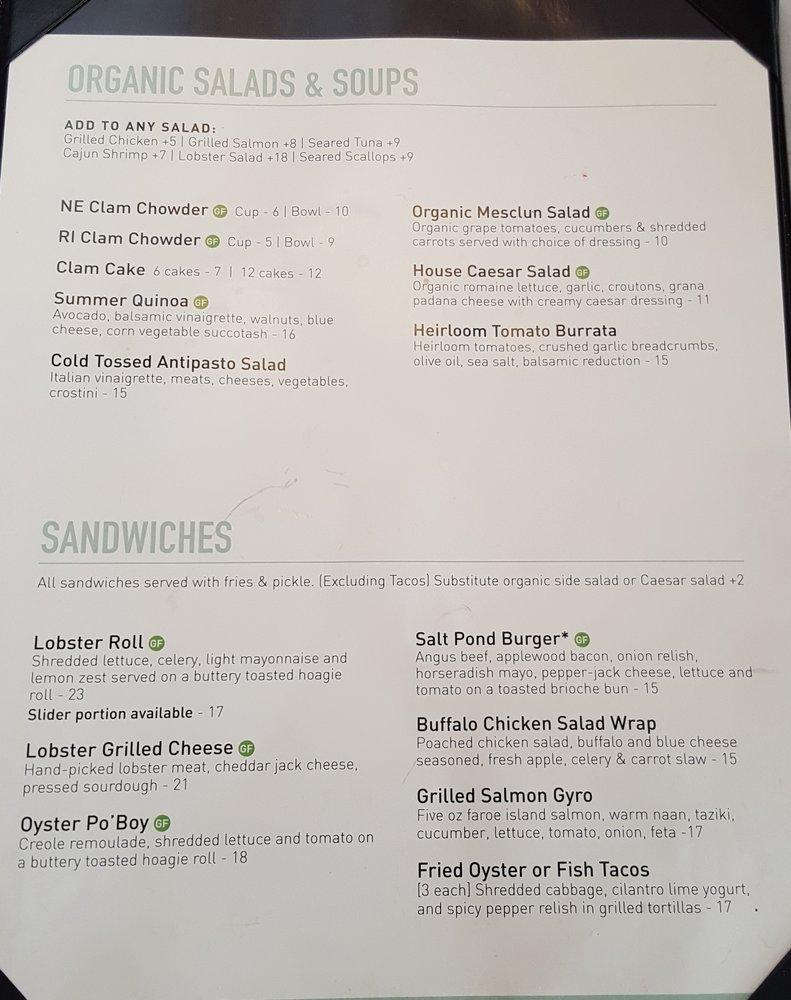 Menu at Two Ten Oyster Bar & Grill, South Kingstown