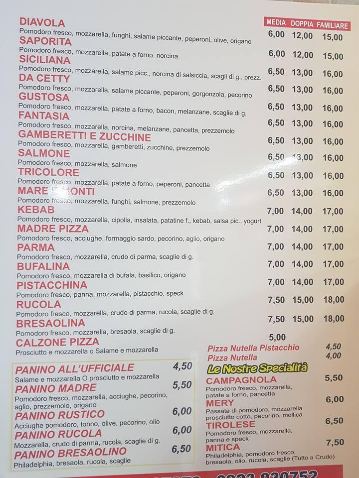 Menu da LA MADRE PIZZA TRAPANI ristorante, Trapani
