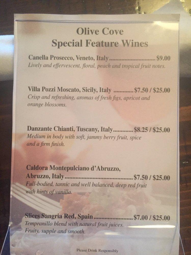Menu at Olive Cove Italian Kitchen restaurant, Yulee