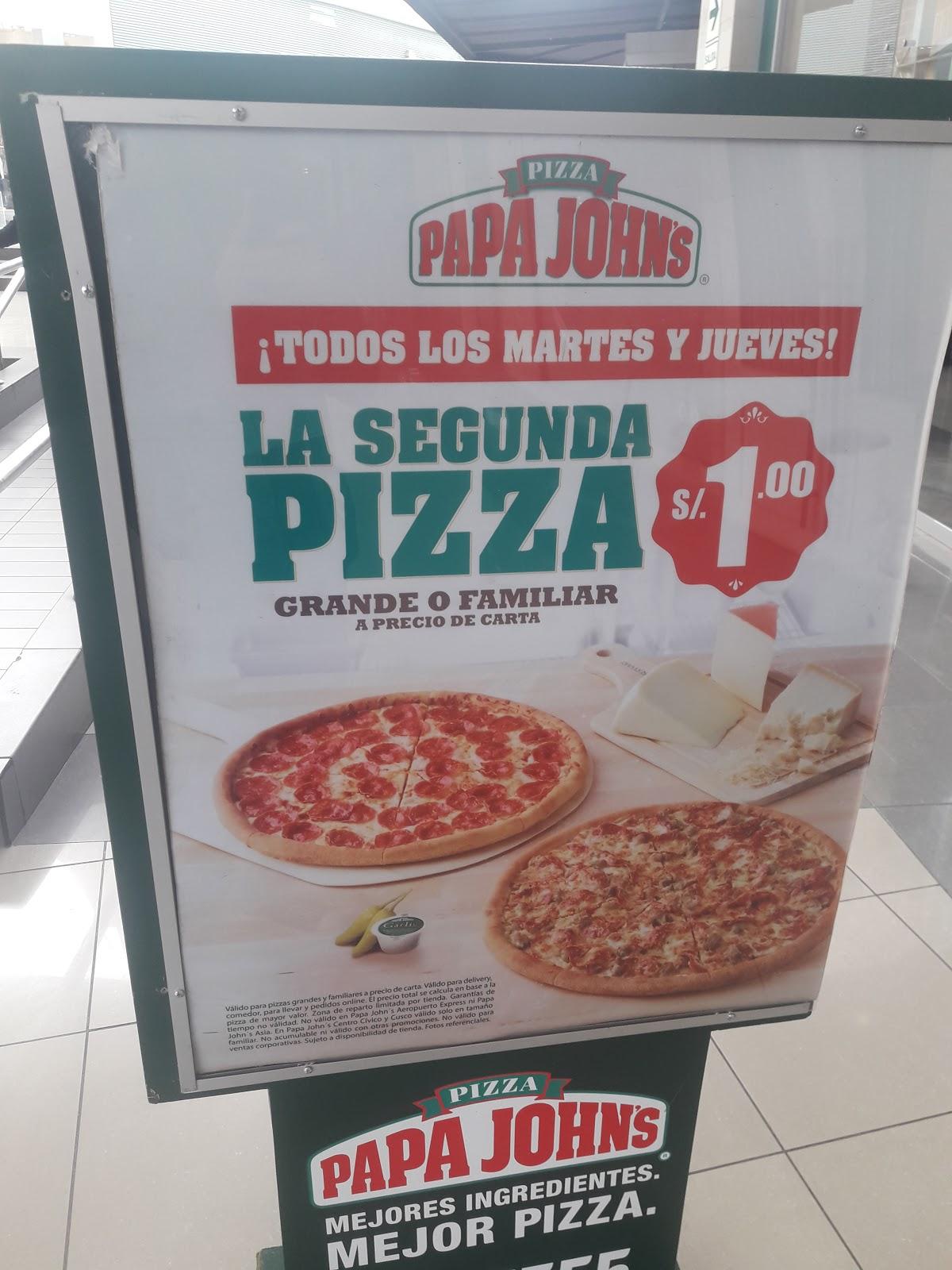 Menu at Papa John's Pizza restaurant, Trujillo, CC. Real Plaza Trujillo