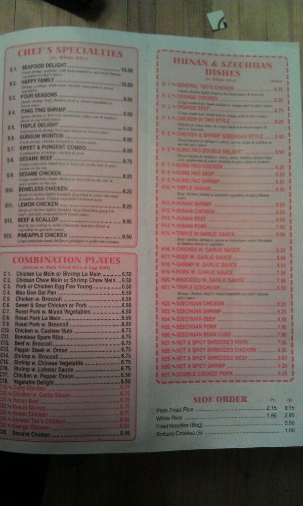 Menu at Peking Chinese Restaurant, Lafayette