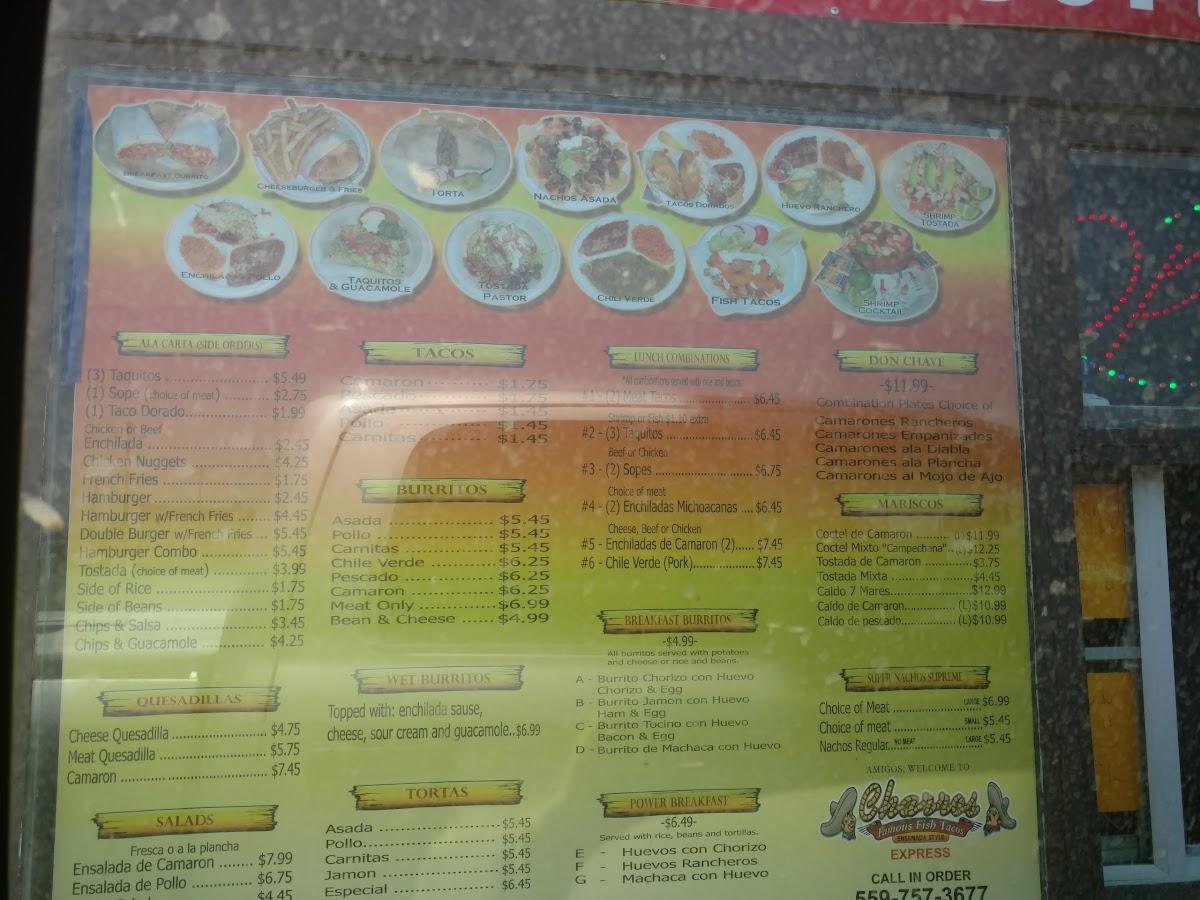 Menu at Charros Express Mexican Food restaurant, Pixley
