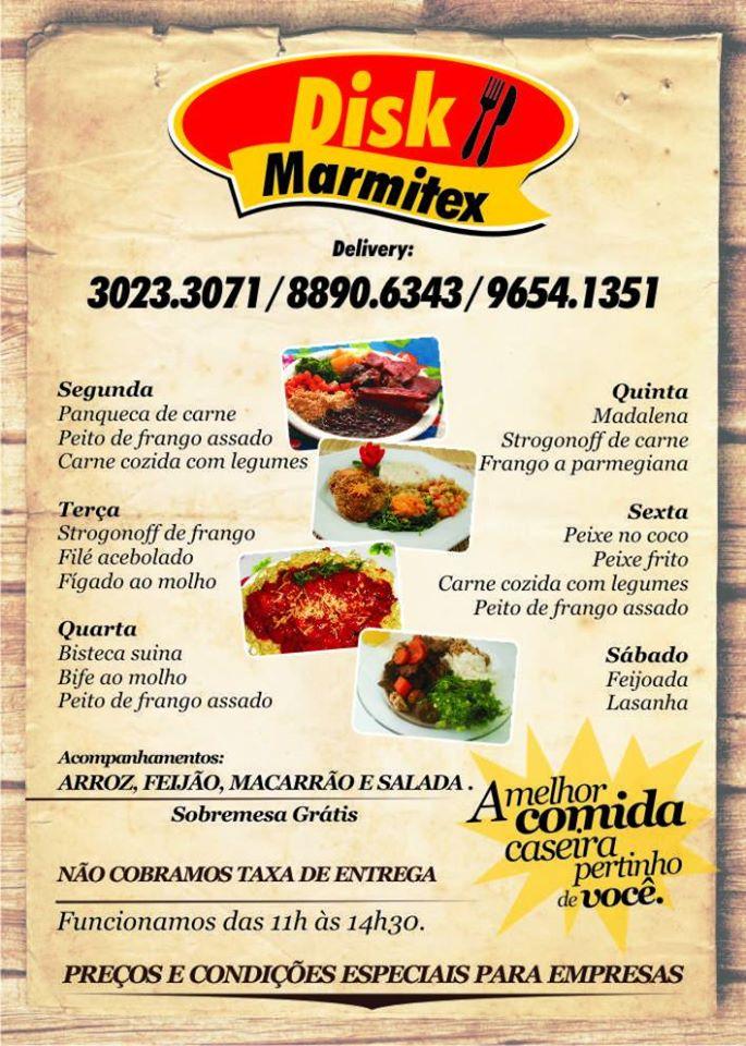 Menu at Disk Marmitex restaurant, Maceió, Rua Ana Néri