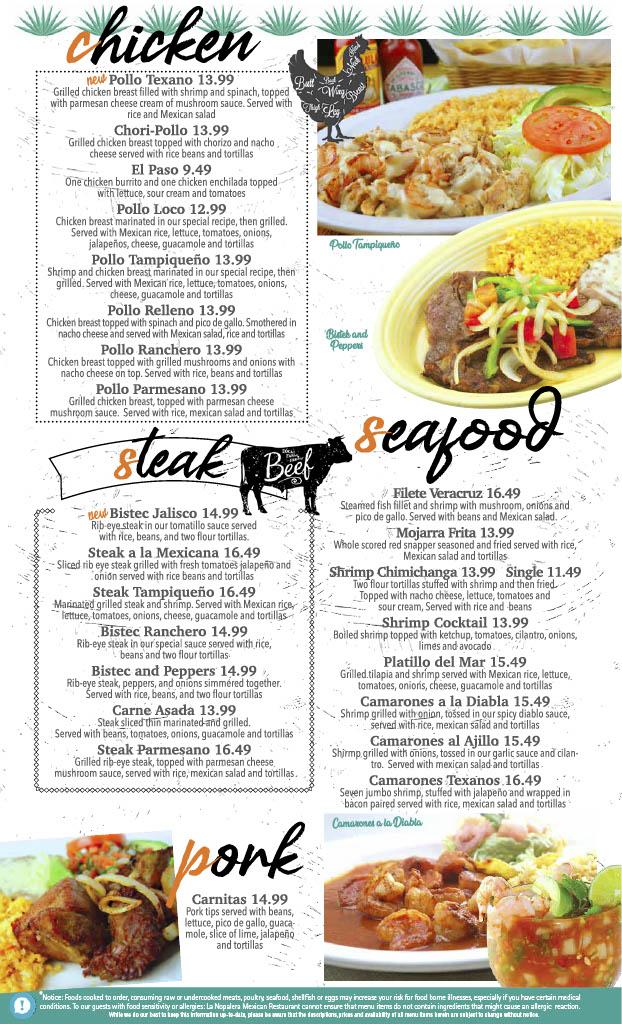 Menu at La Nopalera Mexican Restaurant, Jacksonville, 725 Skymarks Dr #1