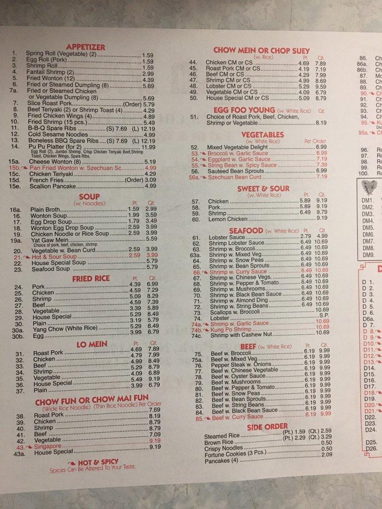Menu at Dragon House restaurant, Kings Park