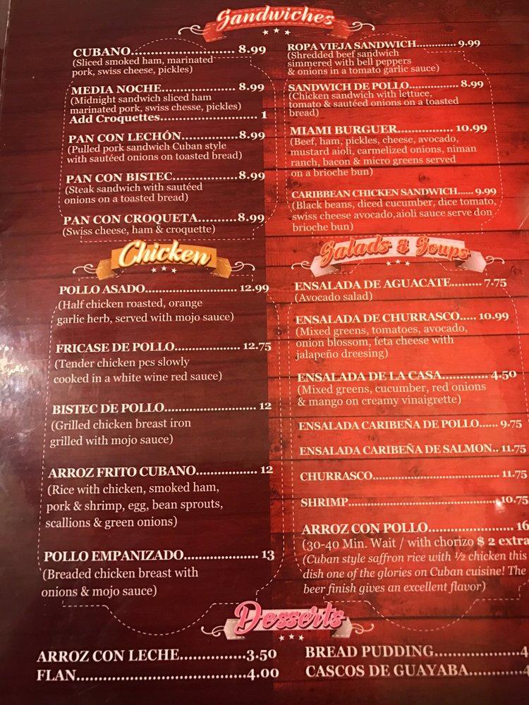 Menu at Media Noche Cuban Cuisine restaurant, Covina